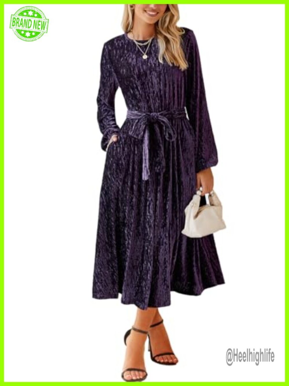 Velvet Long Sleeve High Waist A-Line Mini Dress Cocktail Wedding Guest